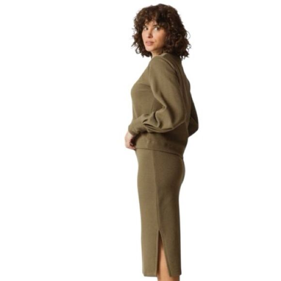 NWT SKFK Miren Green Ribbed Long Sleeve Crewneck Top - Picture 3 of 10